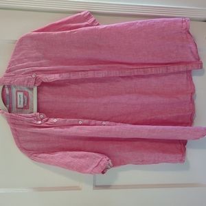 Pink linen button down